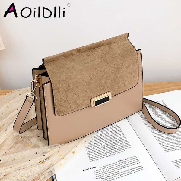 

aoildlli vintage big suede crossbody bags for women trapezoidal design female shoulder bags envelope work briefcase summer 2020