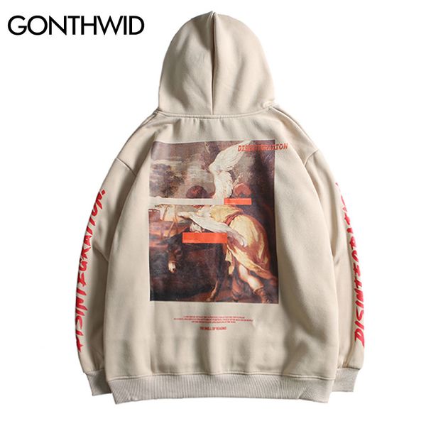 

gonthwid sebastiano ricci an angel and mule painting print fleece sweatshirts hooodies streetwear hip hop harajuku casual pullover hooded, Black