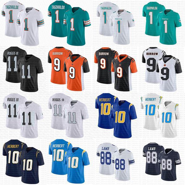 

2020 miami tua tagovailoa dolphins las vegas henry ruggs iii raider cincinnati joe burrow bengals justin herbert ceedee lamb jerseys, Black