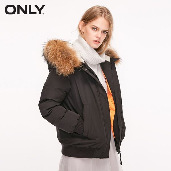 

только женский съемная меховой воротник flight пуховик | 118323503, Black