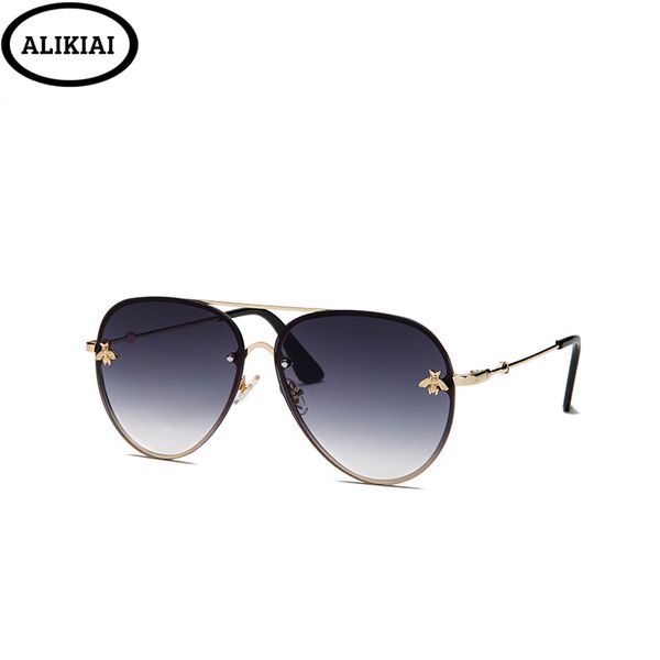 

luxury bee 2019 pilot sunglasses women fashion shades metal frame vintage brand glasses men designer male female, White;black