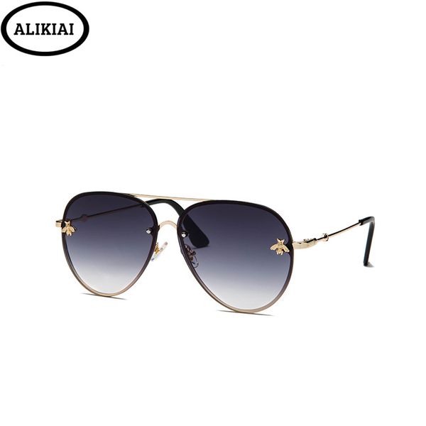 

luxury bee 2019 pilot sunglasses women fashion shades metal frame vintage brand glasses men designer male female, White;black