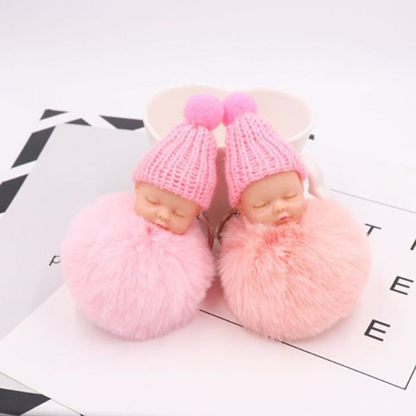 

автомобиль брелоки игрушка из искусственного меха кролик pom пона трикотажного hat baby doll брелок сладкого пушистый помпонного спать младе, Silver