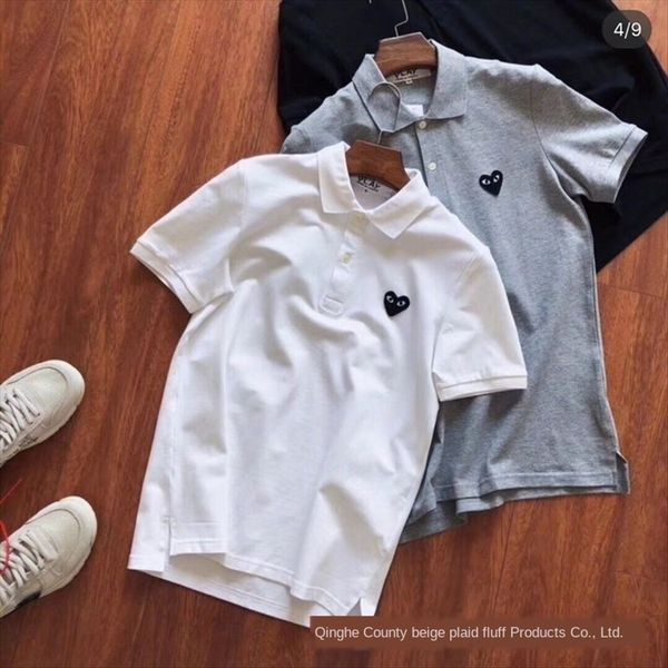 

fashion short-sleeved t- and wo couple polo play fashion short-sleeved t-shirt men and women couple polo shirt play, White