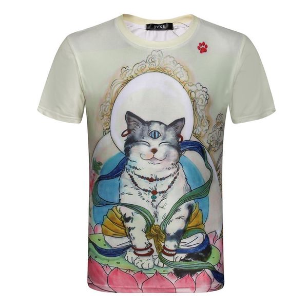 

мужская дизайнерская 3 d трехмерная печатная кошка футболка кошки эластичный творческий короткий рукав мужчины и женщины, White;black