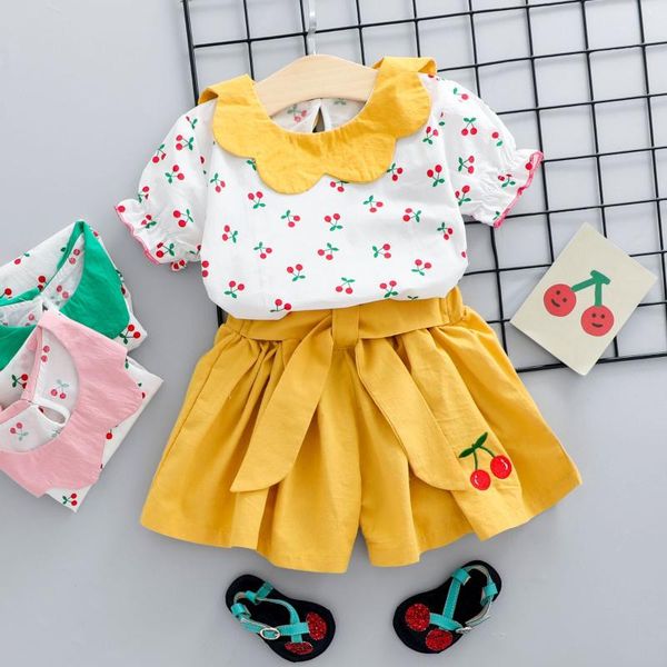 

clothing sets fashion babay girls summer set kids outfits cotton t-shirt+shorts 2pcs baby party, White