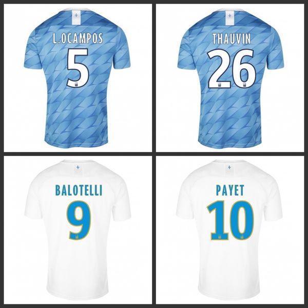 

19 20 Olympique De Marseille soccer jersey 2019 2020 Marseille maillot de foot BALOTELLI PAYET Camisetas THAUVIN GUSTAVO football shirt
