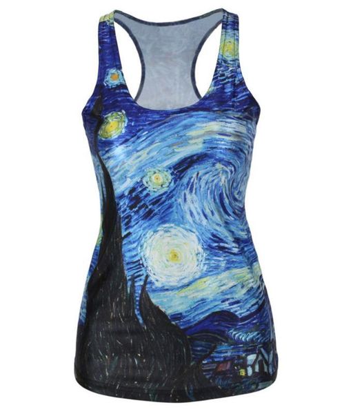 

tanks fashion ladies h vest skull universe new arrival 3d digital printed stretch womens, White