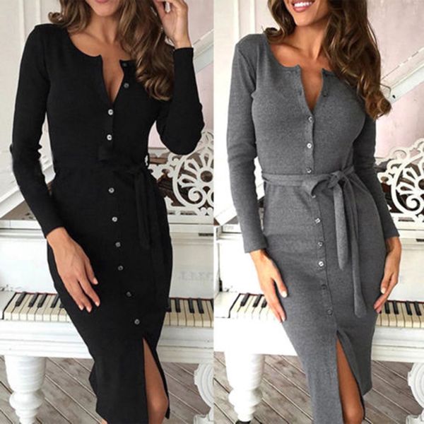

women autumn dress knee-length casual long sleeve with pocket hoodie winter pullovers dresses bodycon warm dress, Black;gray