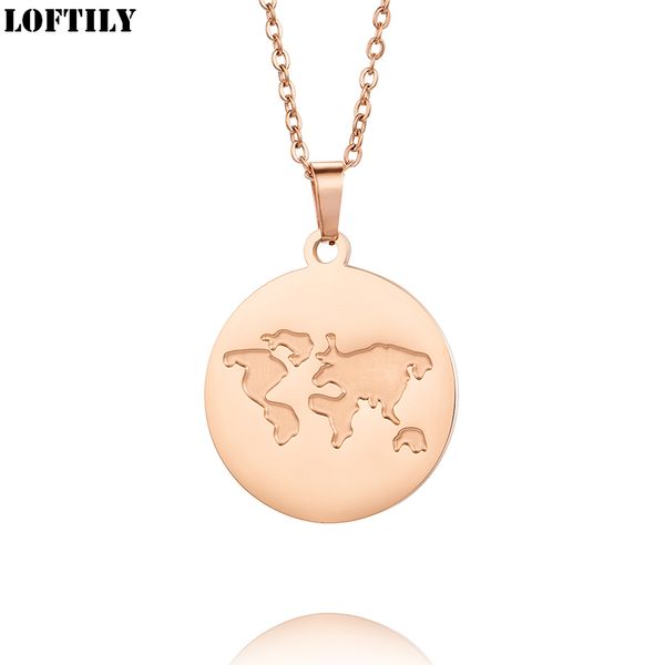 

fashion map pendant necklace stainless steel pendant for women lover daily gift for family women love necklace jewelry engrave, Silver