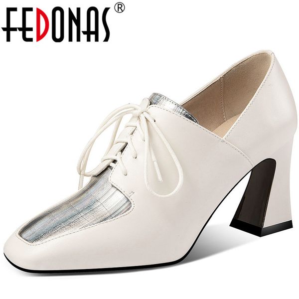

fedonas new women strange heels wedding pumps spring summer square toe shoes cross-tied genuine leather shoes woman, Black