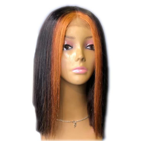 

highlights straight short bob 13x6 lace front wigs with natural black color full lace human hair wigs for black women 150% density
