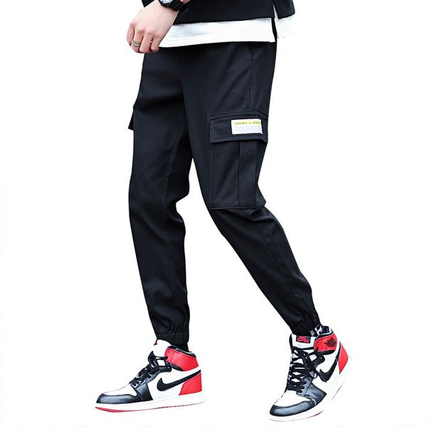 

2020 new fashion brand pockets cargo pants men streetwear multi pockets joggers cargo pants hip hop sport work mens cloth, Black