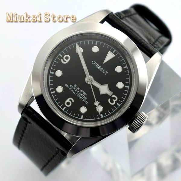 

fashion brand corgeut mens waterproof watch 41mm sapphire crystal luminous seagull movement mechanical business watch, Slivery;brown