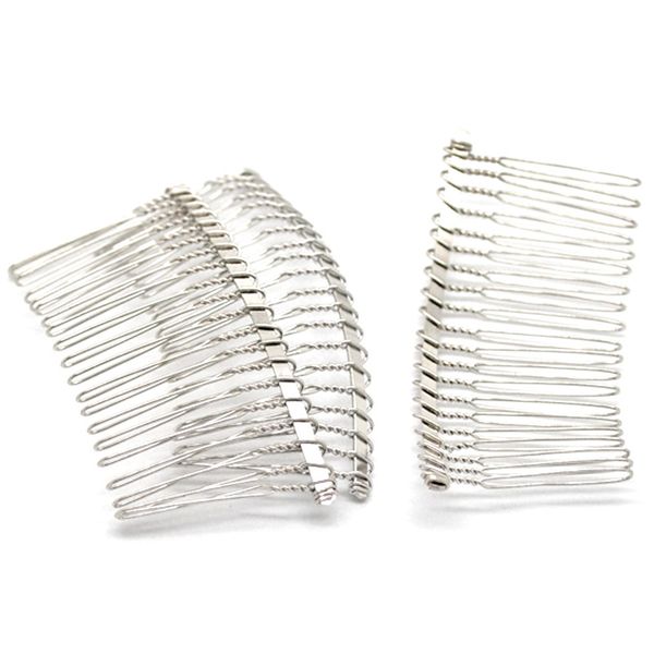

10pcs silver tone comb shape alloy hair clips barrettes jewelry diy findings 7.8cm, Golden;white