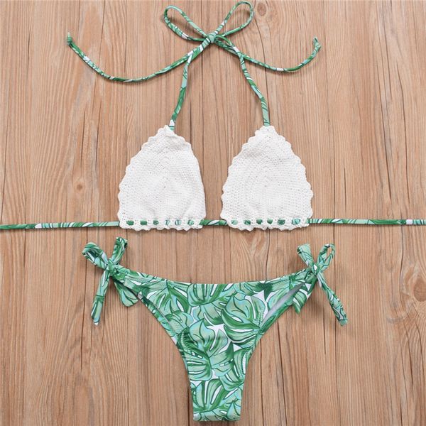 

designer bikini swimwear women mujer crochet bikini set swimsuit handmade knitted bathing suit thong push up biquinis feminino, White;black