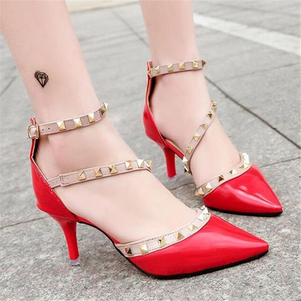 

rivet high heels women shoes ladies pumps spring summer fashion sandals high heels sandals pumps y506, Black