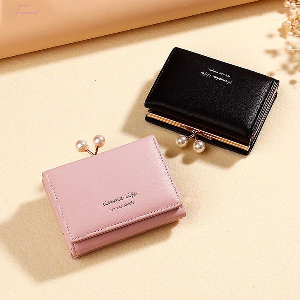 

2019 cute wallet women leather short card holder ladies purse clutch money pocket women wallets bag cartera mujer w267, Red;black
