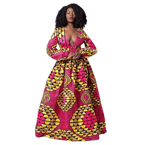 

2019 новый aafrican платье для женщин базен riche стиля femme африканских одежд изящных леди печати wax плюс размер платье партии wg129, Black;gray
