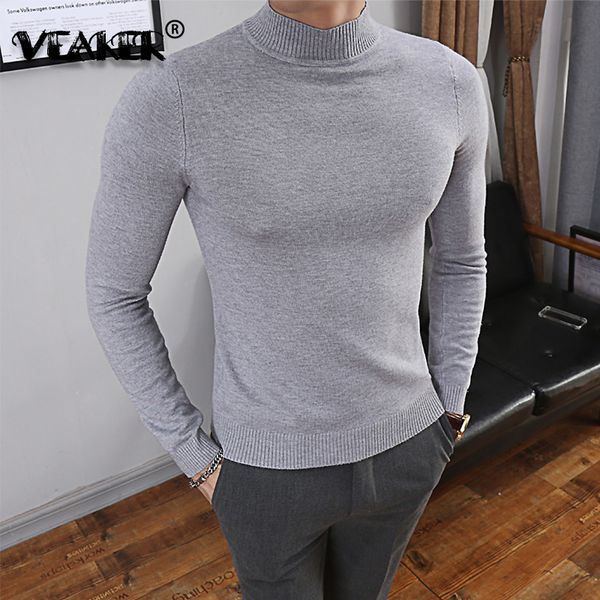 

2019 brand winter autumn men's knitted sweater solid color pullovers gym turtleneck sweater korean men's slim fit knitwear, White;black