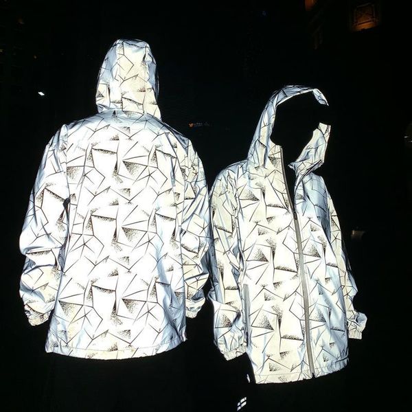 

мужская зимняя куртка новый модный стиль светоотражающее пальто с капюшоном мужская спортивная куртка одежда пары куртка азиатский размер, Black;brown