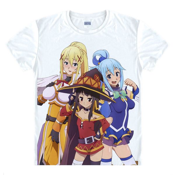 

kazuma sato aqua anime t shirt konosuba god's blessing on this wonderful world kawaii tshirt t-shirt printed short shirts style431-1no0, White;black
