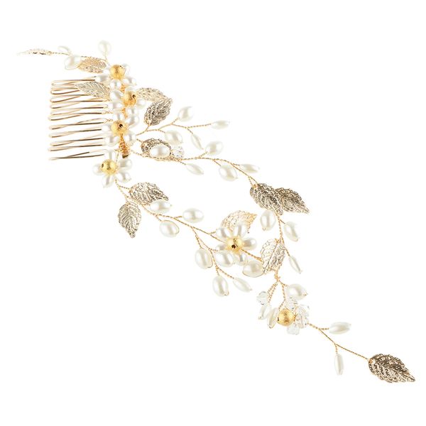 

vintage gold leaves design leaf hair comb pearls flower design wedding party hair accessories gift favor, Silver
