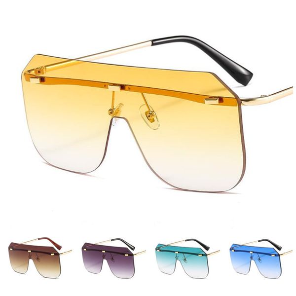

fashion women & men rimless sunglasses siamese sun glasse goggles anti-uv spectacles gradient color eyeglasses ornamental adumbral a, White;black