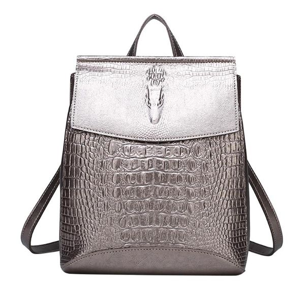 

retro lady backpack women crocodile pu leather female backpacks mochila feminina rucksack mochilas mujer 2020 #af