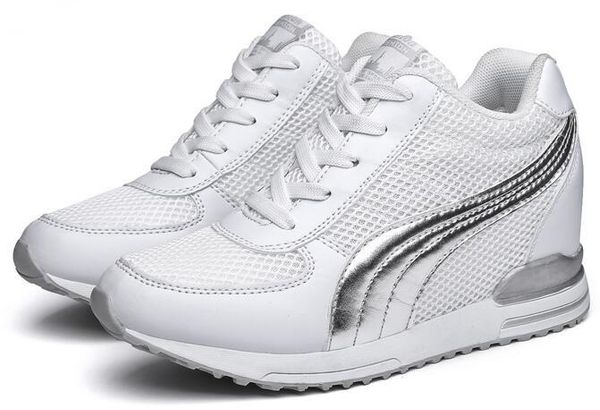 

women sneakers woman height increasing platform shoes zapatillas deportiva, Black;white