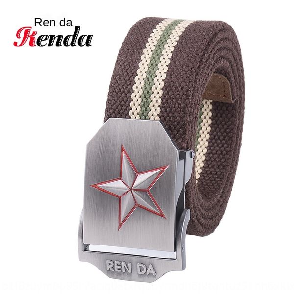 

men's outdoor sports canvas outdoor sports canvas belt stereo five-star all-match belt, Black;brown