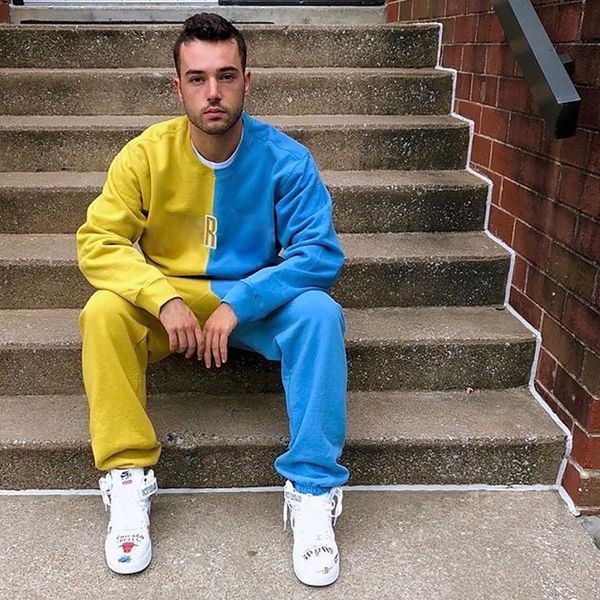 

18fw split sweatpant box лого брюки мужчины женщины повседневная шаровары упругие street hip hop брюки спортивные штаны sweatpants, Black