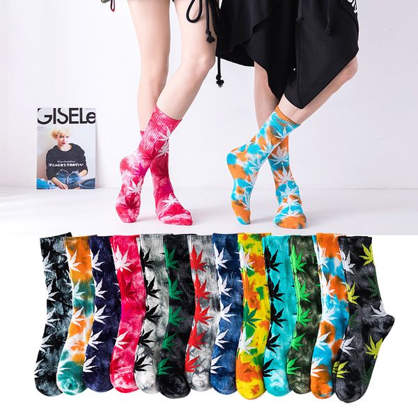 

autumn winter leaf sock 13color skateboard hiphop maple leaf sport socks men women cotton socks