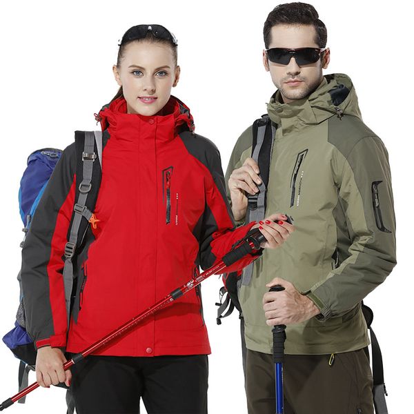 

large size winter outdoor jackets men women fleece warm waterproof jackets outdoor sports skiing hiking cycling 3 in 1, Blue;black