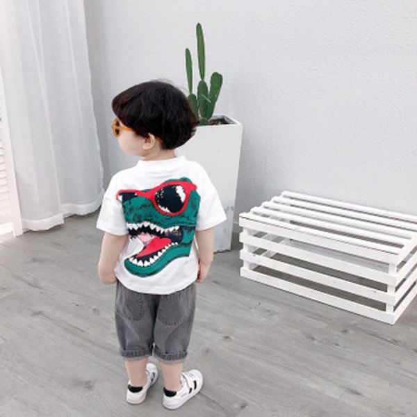 

childrens designer t-shirts boys summer boys fashion short-sleeved t-shirts kids dinosaur print shirts 2020 new style casual new, Blue