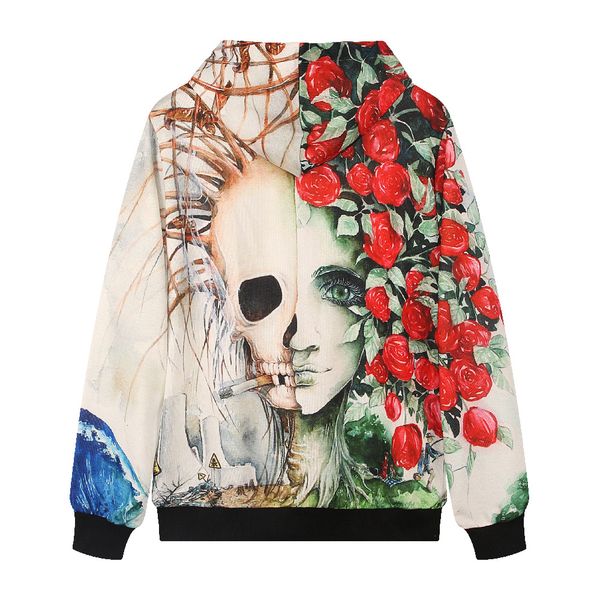 

autumn and winter new 3d printing of the bald eagle hooded hoodies, Black