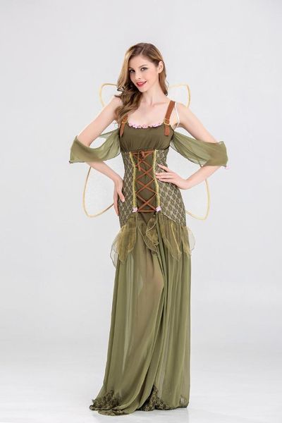 

new green playful european and american game uniforms flower fairy cosplay night clue party women dress for halloween wholesale, White;black