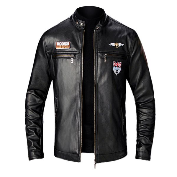 

fleece jackets mens autumn winter new style slim leather jacket fashion motorcycle coat chaqueta hombre 5 size #lr3, Black;brown