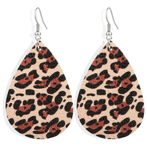 

искусственная кожа серьги для женщин leopard печати giltter teardrop multicolors vintage тиснение плетение падения серьги 12pairs / много па, Silver