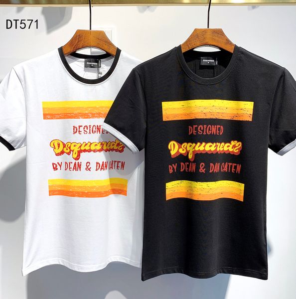 

italian designer t-shirt fashion brand knitted t-shirt printing retro black t-shirt yellow striped letter printing men's casual, White;black