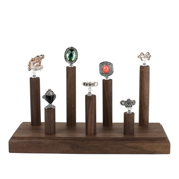 

new fashion black walnut solid wood ring display holder rings display stand jewelry racks, Pink;blue