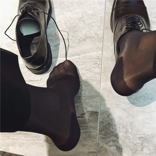 

men silk socks classic style sheer softy nylon mens socks collection thin gay fetish new dress, Black
