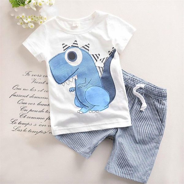 

boys clothing children summer boys clothes cartoon kids boy clothing set t-shit+pants cotton clothes, White