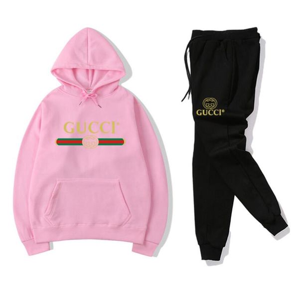 

2019 casual men set fashion letter pattern mens sportwear tracksuit long sleeve hoodies drawstring long pant suit male coat with pant, Gray