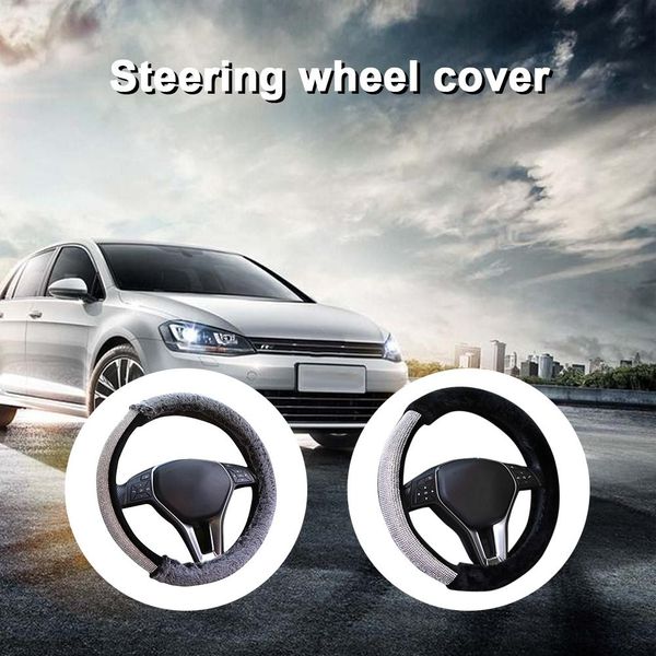 

car steering wheel cover plush bling bling diamond steering luxurious wheel cover universal for girls lady winter warm 38cm
