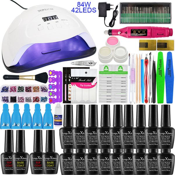 

nail lamp nail art tool manicure set select 18 color gel polish extension uv gel kit electric manicure handle set