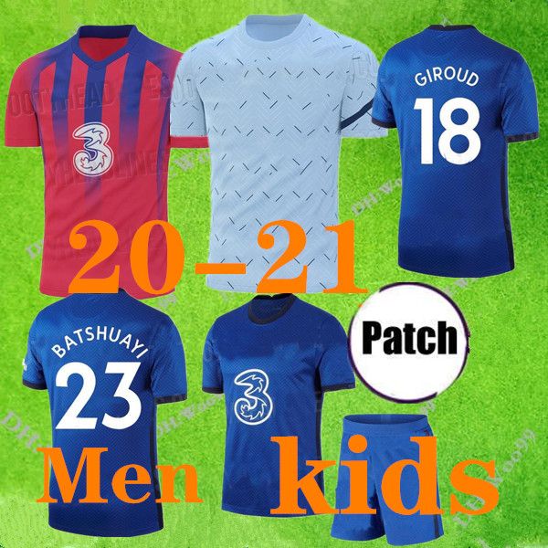 

20 21 pulisic kits soccer jerseys kovacic 17 jorginho giroud kante pedro 2020 2021 mount home away third man kids kit football shirts, Black;yellow