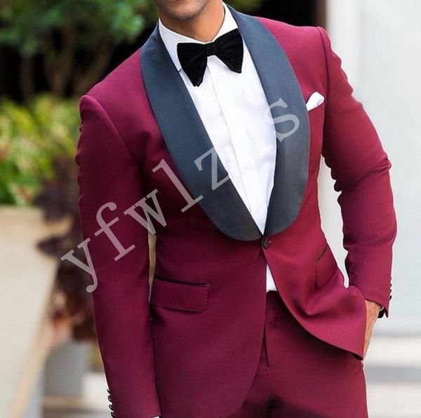 

красивый one button groomsmen шаль лацкане жениха смокинги мужские свадебное платье человек куртка blazer пром dinner костюмы (куртка + штан, Black;gray