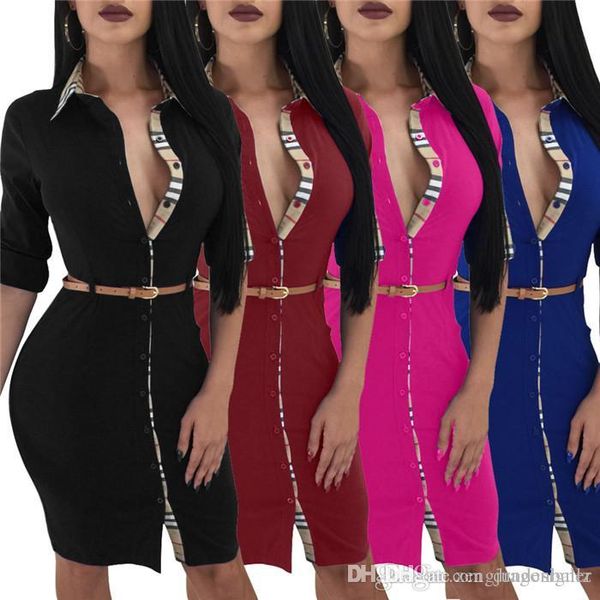 

женская осень desinger ol рубашки платья отворотом шеи длинным рукавом сплошной цвет женский одежда класса люкс повседневная одежда, Black;gray