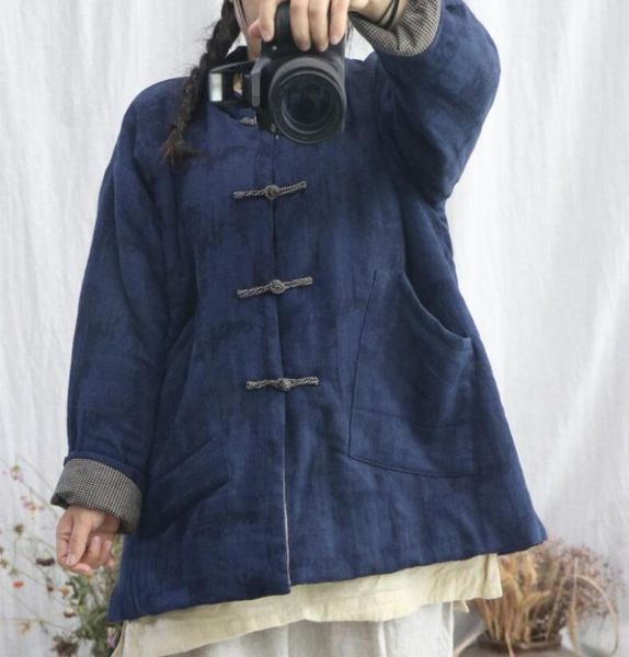 

женщины parkas хлопок белье однобортный кнопка 2020 зимние национальный хлопок мягкий теплый урожай женщины outwear пальто, Black